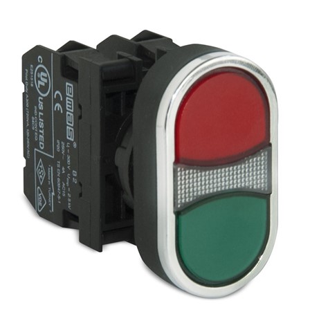 B Series Plastic 1NO+1NC Double Big Flush Red-Green 22 mm Control Unit